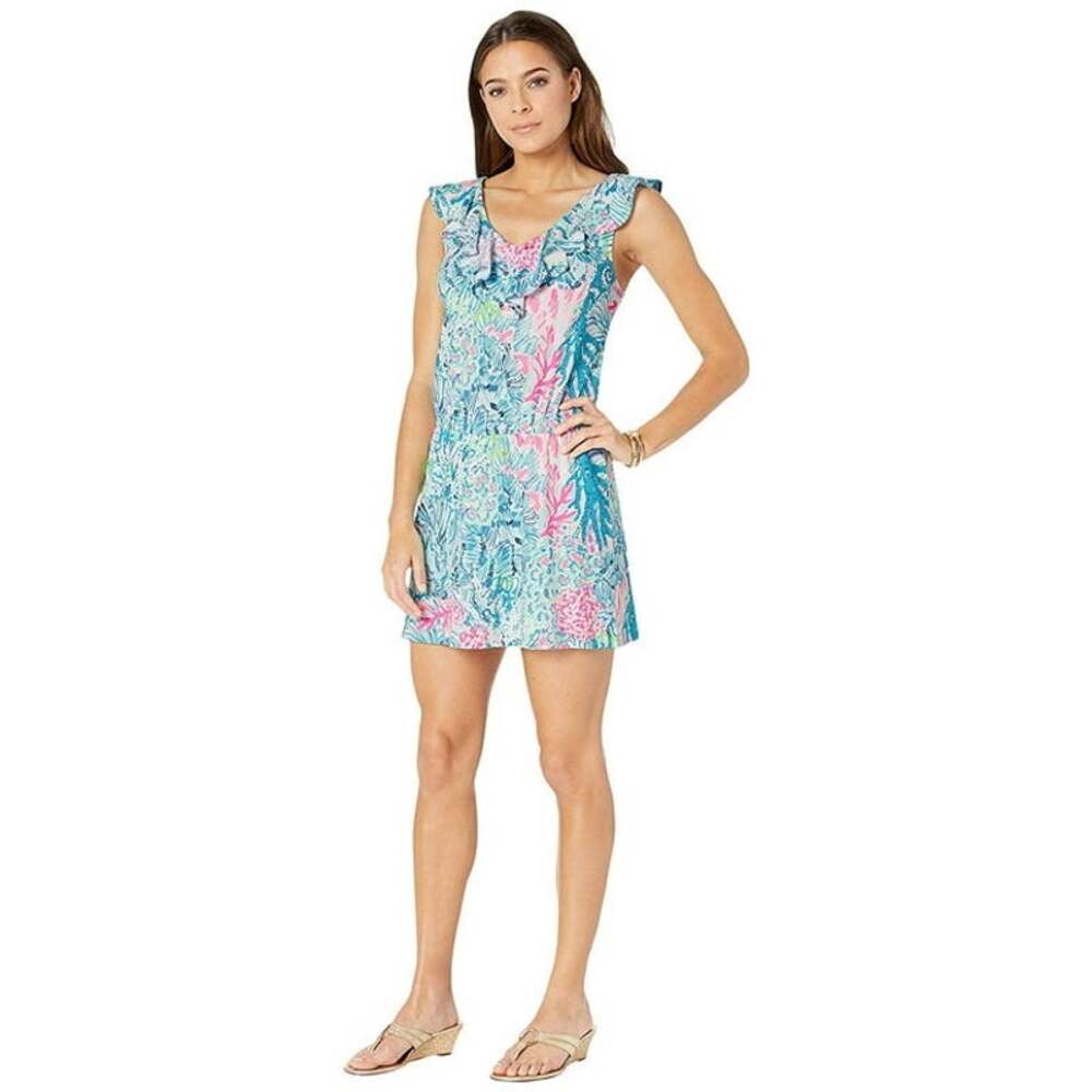 Lilly Pulitzer Alessa Sink Or Swim Printed V-Neck Romper Size XS